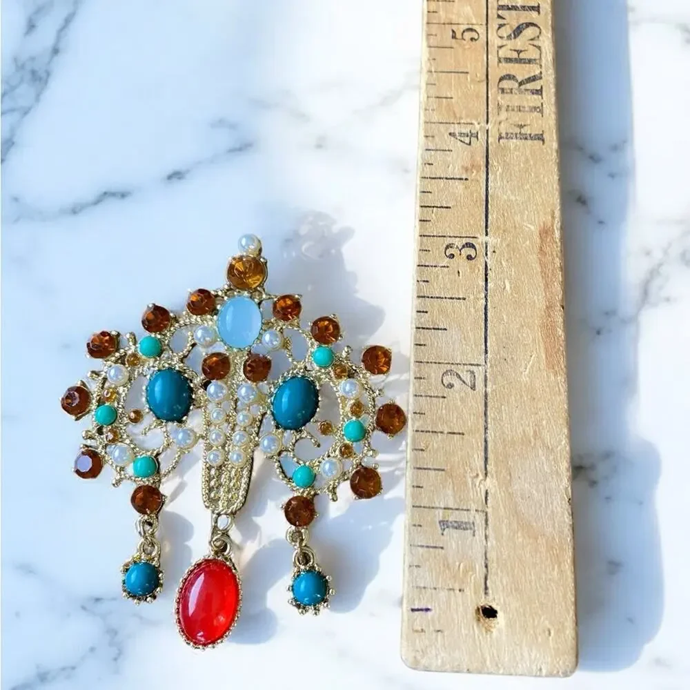 Vintage Inspired Multicolor Statement Brooch NEW